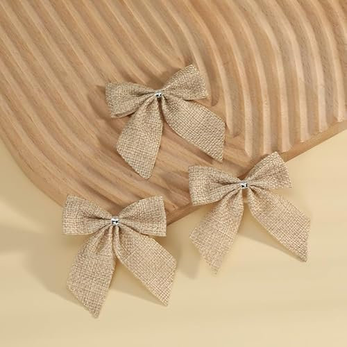 20 Stück Weihnachtsschleifen Kleine Weihnachtsbaum Bögen Weihnachtsbaum Schleifen Deko Weihnachtsbaumschmuck Schleifen Zierschleifen für Weihnachtsbaum,Weihnachtskranz,Geschenk Dekoration-Hellbraun