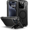 Lanhiem Case for iPhone 15 Pro - Tempered Glass Screen Protector & Camera Kickstand - Heavy Duty Shockproof, Full Protective Case (Black)