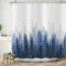 ASDCXZ Rideau de Douche Forêt 180x180 cm, Dégradé Bleu Brume Forêt Jungle Oiseaux Blanc Lavables Textile Rideau de Bain imperméable pour Baignoire avec 12 Crochets