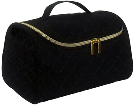 Meichoon Reise-Make-up-Tasche für Damen, kompatibel mit Haartrockner-Organizer, Lockenstab-Zubehör, tragbare Tasche zum Aufhängen mit Haken, Schwarz, 30 x 15,5 x 16 cm, Minimalistisch