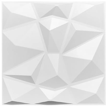 15Pcs Decorative 3D Wall Panels,30x30cm Wall Panelling Diamond Design Wall Tiles PVC Wall Panels Home Decor for Living Room,Bedroom,Bathroom (White)
