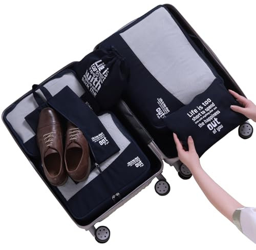 MURISE Packing Cubes 6 Set, Kleidertaschen, Koffer Organizer für Urlaub und Reisen, Packwürfel Würfel, Ordnungssystem (Mitternachtsblau)