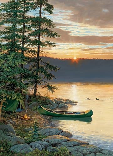 Cobble Hill 3845053 Canoe Lake, 500 Teile Puzzle inkl. Puzzleposter für Erwachsene und Kinder ab 12 Jahren, Landschaftspuzzle, Sonnenuntergang
