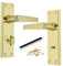 Victorian Straight Handle Bathroom WC Toilet Door Handles, Pair Brass 152mm x 42mm Backplate, Interior Wooden Doors