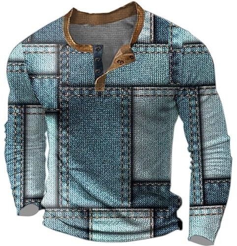 Langärmeliges T-Shirt für Herren, langärmelig, bedruckt, Knopf, modisch, lässig, lange T-Shirts für Leggings für Herren, langärmelig, Baumwoll-T-Shirt, Langarm-Shirt mit Tasche, weiße T-Shirts,