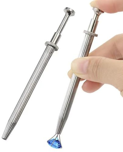 2 Stück Piercing Kugel Zange aus Edelstahl, Schmuck Pinzette mit 4 Klauen Prong Pick up Werkzeug Piercing Ball Grabber für Diamant Kugel Aufdreher, Silber