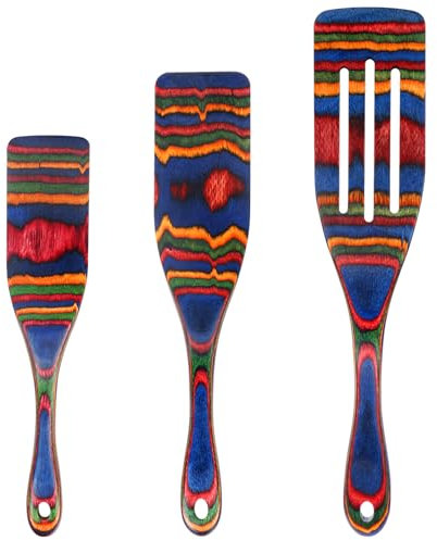 Spurtle-Set, Holzutensilien zum Kochen, Küchenutensilien-Set, Pakkawood Küchenutensilien-Set, Wohnungs-Essentials, Holz-Servierspatel, Löffel, Heim- und Küchengeschenk für Damen und Herren