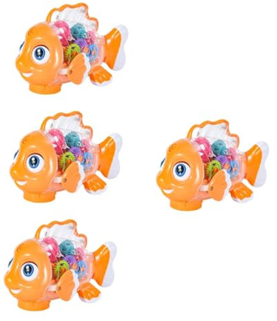 ibasenice 4 Stück Transparenter Gearfish Spielzeugauto beleuchten mechanisches Spielzeug für Kleinkinder 1-3 interaktives Spielzeug kinderspielzeug mechanischer Fisch Ausrüstung Spielzeug