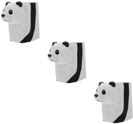 Lurrose 3 Pièces Porte-stylo en bois panda organisateur de papeterie porte-stylos pour bureau pot à crayons plumier - Support à crayons - Pot à stylos organisateur de stylo décor de bureau