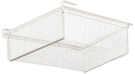 perfk Hängender ausziehbarer Schubladenkorb, Kleiderschrank-Aufbewahrungsrahmen, Metalldraht, zum Ausziehen unter dem Regal, Aufbewahrungsorganisator, Weiß, L
