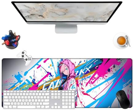 Générique The Franxx Zero Two Anime Multifunction Gaming Mauspad Tastatur Gaming Wasserdicht 800 x 300 x 3 mm und Basis aus rutschfestem Gummi, strukturierte Oberfläche (7)
