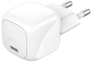 Belkin BoostCharge Compact cargador de pared de 30 W, ideal para viajar, carga rápida USB C Power Delivery para iPhone Series 16, 15, 14 y 13, Samsung Galaxy S24, S23, iPad, AirPods y tabletas, blanco