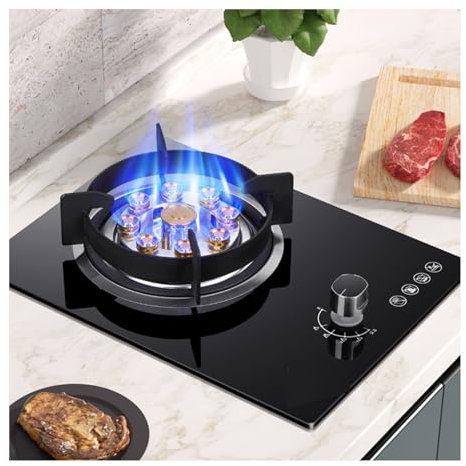 GCGC Gasherd, Einzelgaskochfeld Mit Automatischer Zündung, 5,2 KW, Tragbarer 1-Gaskocher Mit Rohrklemmen NG/LPG, Gaskochfeld for Heimcamping Im Freien(LPG)