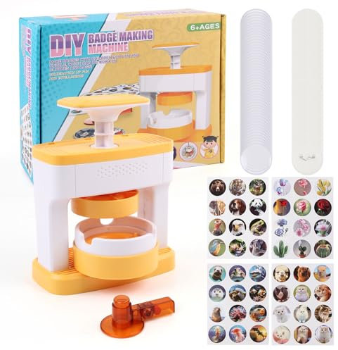 UIOK Buttonmaschine, Button Maker 55mm Buttons Selber Machen,Buttons Buttonmaschine Abzeichen Macher Maschine mit 48 Zubehörteilen & Kreisschneider, Knopfmachermaschine für Kinder DIY-Geschenke