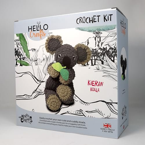 KNITTY CRITTERS - Kieran Koala | Häkelset enthält sehr dickes Garn | weiche, kuschelige Oberfläche