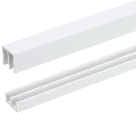 sourcing map 1 rail de porte coulissante en plastique blanc, rail de fenêtre coulissante en verre pour panneaux de 0,3 cm d'épaisseur, pour portes d'armoires en verre de placard (91 cm de long)