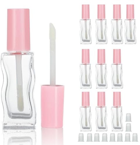 COSIDEA 10 Stück 10 ml rosa leere Glas Lipgloss Röhre Lipgloss Rohr Flaschen für Kokosöl Lipptin Füllung