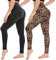 CAMPSNAIL 2er Pack Leggings Damen Schwarz High Waist Sport Leggins Blickdicht Sporthose für Gym Yoga(Schwarz&Leo,L-XL)