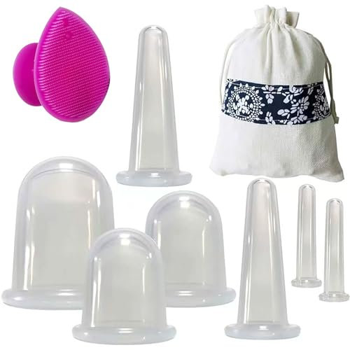 Lot de 8 ventouses en silicone, ventouses de massage en silicone, ventouses anti-cellulite pour les soins du corps, ventouses pour le corps, ventouses pour le visage, ventouses pour les yeux, brosses