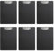 Pack Klemmbrett A4 - Schreibmappe - Klemmbrettmappe 6er, robuste PP-Material, rutschfeste Metallklemme, ideal für Büro, Schule und Zuhause (A4) (Schwarz)