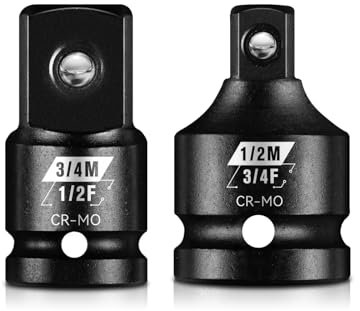Adaptateur de douille 1/2 F vers 3/4 M & 3/4 F vers 1/2 M, en acier Cr-Mo dépasse les normes ANSI pour outils de percussion, réducteur d'entraînement carré pour cliquet, écrou, visseuse à