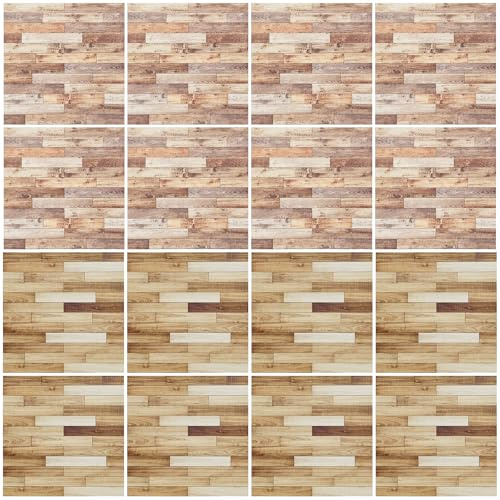 Attuslla 16 Stück Puppenhaus Bodentapete, Selbstklebende Dachziegel und Dachschindeln für Puppenhäuser, 10cm, Simuliertes Holz