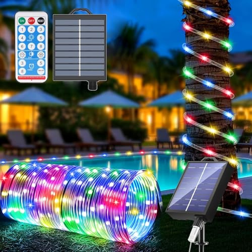 Kousee Solar-LED-Lichterkette für den Außenbereich, IP65, wasserdicht, 22 m, 200 LEDs, Solar-Dekorationslichter mit 8 Beleuchtungsmodi, Lichterkette für Garten, Baum, Party, Weihnachtsdekoration