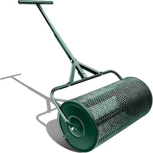 Spandiconcime e spandiconcime - Spandiconcime a spinta/traino con rullo in rete metallica per impieghi gravosi da 24 pollici - Compost, torba, terriccio, pacciame e cura del prato - Setaccio a cest