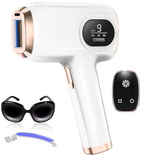 Depiladora luz pulsada, Depiladoras RH/AR/SC IPL, 9 niveles de energía, 999999 pulsos de luz para la Depilación Láser de Hombres, Mujeres, Labios, Cara, Axilas y Cuerpo.