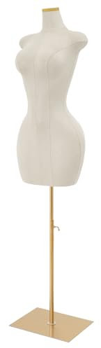 Mannequin Höhenverstellbar XL (42-44) Schaufensterpuppe Weiblich Schneiderpuppe Female Kleiderpuppe Damenbüste Schneiderbüste Büste Torso Ohne Kopf (Weiß, Hüftumfang: 110cm)