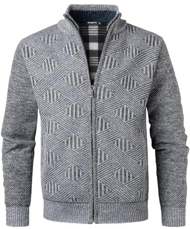OlyljpinZ Cárdigan de Punto para Hombre Cálido Suéter Forro de Lana para Invierno Otoño Casuales Chaqueta Sólido de Mangas Largas Sudaderas Grueso con Cremallera Jersey Clásico Abrigo Rebecas Tops