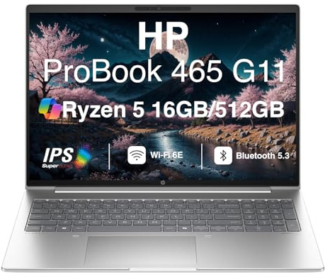 HP ProBook 465 G11 Business Laptop (AMD Version ProBook 460) 16.0 IPS WUXGA Display (Ryzen 5 7535U,16GB DDR5, 512GB PCIe SSD, Radeon 660M, AI Copilot, WiFi 6E, Bluetooth 5.3, HD Webcam, Win 11 Pro)