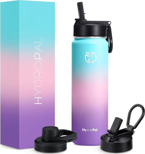 HydroPal Vacuum Insulated 750ml Stainless Steel Water Bottle with Dual Lids | BPA Free, Leakproof Vacuum Insulation Keeps 12H Hot 24H Cold, Bottle with Straw & Spout Lids for Gym Sports Travel Daily Use