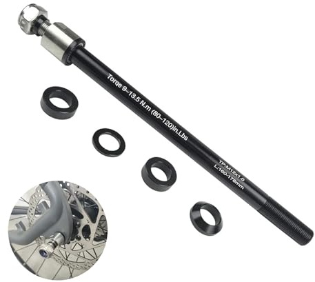 Cyberwork Remolque de Bicicleta con Eje pasante, Eje pasante M12 x 1,0 160-178 mm, Enganche para Remolque de Bicicleta, Eje pasante Compatible con la mayoría de enganches para Remolque de Bicicleta