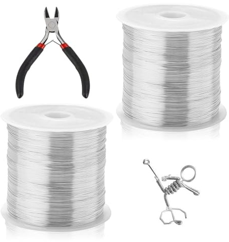 2 pcs Crafting Wire, 26 Gauge Aluminum Craft Wire 0.4 mm X 200 m Crafting Floral Making with 1 pliers for Crafting Modelling