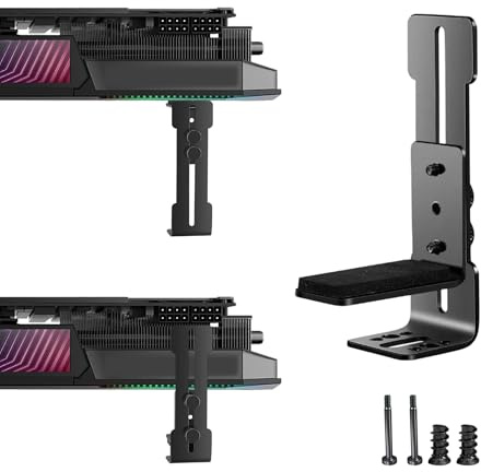 Caldamn 6-96mm Grafikkarten Halterung, GPU Halterung mit 4 Schrauben, Höhenverstellbare GPU Sag Bracket, Aluminium Grafikkarten Stütze, rutschfeste Basis, Kompatibel mit 12cm Lüfter