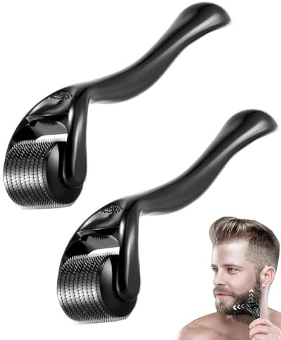 ZEXIJOW Beard Roller 0.5 mm,Derma Roller,Beard Roller,Stimuliert Bart- und Haarwachstum,Micro Needle Roller for Skin and Hair Care for Men and Women (Schwarz, 0,5 mm und 1 mm)