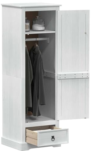 vidaXL Kleiderschränke Weiß 55 x 50 x 170 cm Massives Kiefernholz
