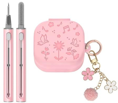 INF Schutzhüllen-Set für Samsung Buds4 und Samsung Buds4 Pro – Pinkfarbenes TPU, 4-teilig, mit Schlüsselanhänger und Reinigungsstift