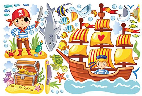 Bilderwelten Fenstersticker Fensterfolie Fensterbild Piraten Set HxB: 30 x 45cm