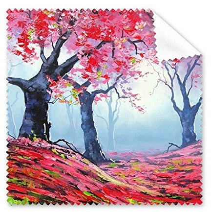 DIYthinker Red Maple Leaf Wald Realismus Öl Schulen des Eindrucks Malerei Brillenputztuch-Reinigungstuch Geschenk Telefon Screen Cleaner 5pcs Rot