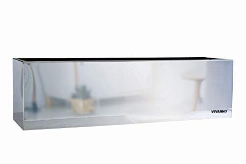 VIVANNO Blumenkasten Pflanzkasten Fensterbank-Kasten Edelstahl Acento Vertico - 17 x 60 x 17 cm