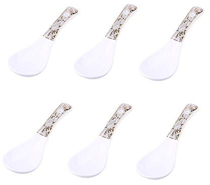 Syndecho - 6 cucharas soperas verdes de cerámica china para regalo de boda 4,2 x 14 cm