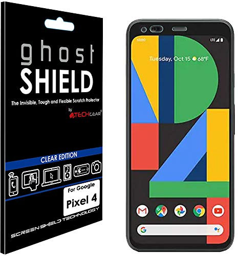 TECHGEAR Screen Protector for Google Pixel 4 [ghostSHIELD Edition] Genuine Reinforced TPU film Screen Protector Guard Covers [FULL Screen Coverage] Curved Screen Area