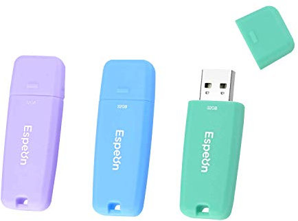 Espeon 3 Stück, 32 GB, USB 2.0, USB-Stick, Gummischalenschutz, Farbe: Macaroon - Hellblau, Hellviolett, Hellgrün