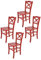 t m c s Tommychairs - 4er Set Stühle Cross für Küche und Esszimmer, robuste Struktur aus lackiertem Buchenholz im Farbton Rot und Sitzfläche aus lackiertem Holz in der Farbe Rot