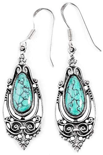 WINDALF Bohemian Indie Ohrringe SUADRA 5 cm Leuchtender Schutz-Türkis Mediaval 925 Sterlingsilber