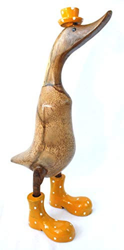 dekoundmeer Ente mit Stiefeln und Hut aus Holz 35 cm Handarbeit Unikat
