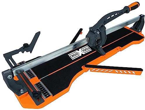 CROSS TOOLS Tragbarer Manueller Fliesenschneider (730mm Schnittlänge, 516mm Diagonalschnitt, 16 mm Schnitttiefe, Fliesenschneidmaschine mit Wolframcarbid Schneidrad und Winkelanschlag) CUT 730, 68659