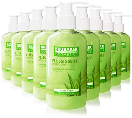 BRUBAKER Cosmetics 10er Pack Handwaschlotion Flüssigseife Aloe Vera - 10 x 240 ml im praktischen Spender - reinigt sanft und spendet Feuchtigkeit - für hygienisch saubere Hände